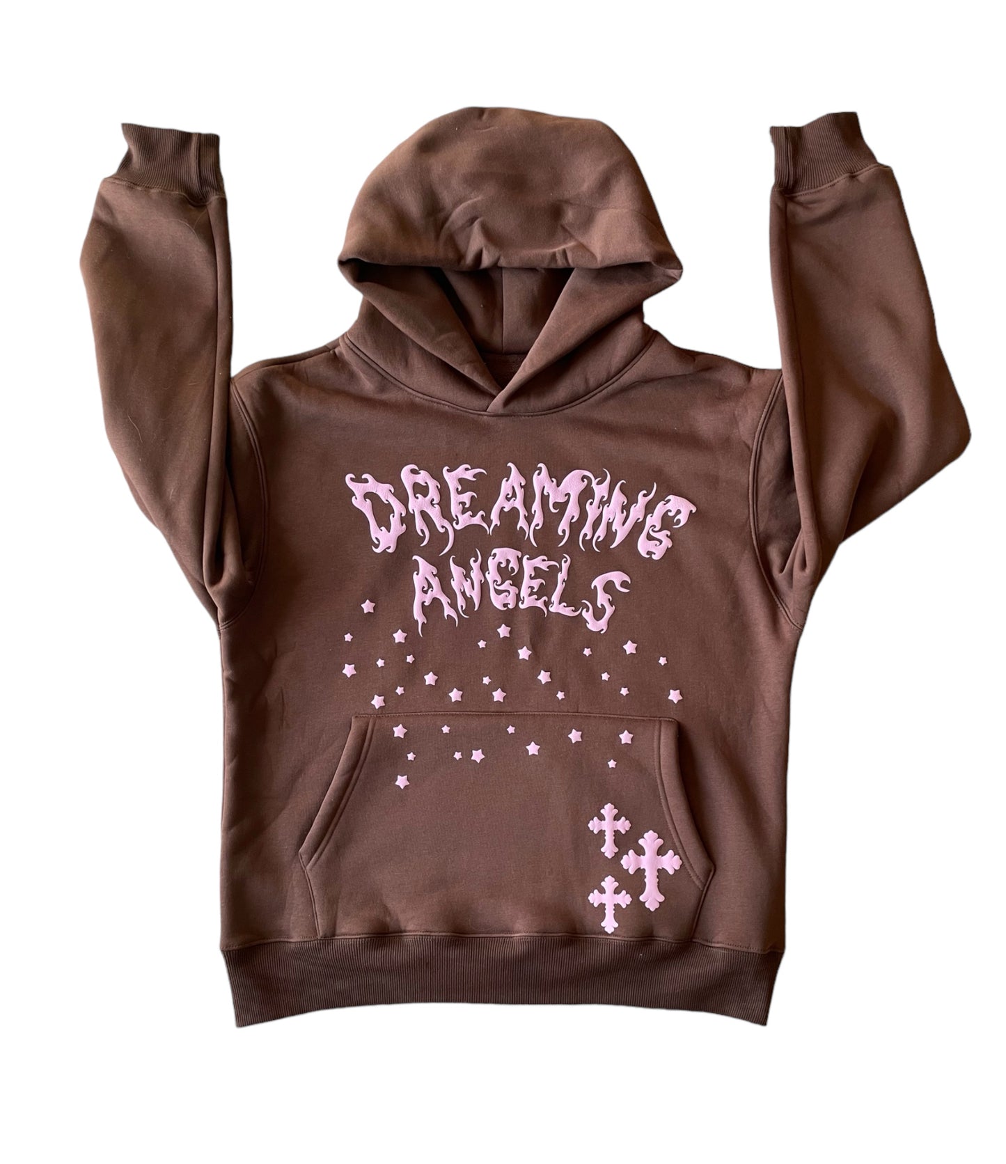 Pink Coffee Stars And Crosses Hoodie