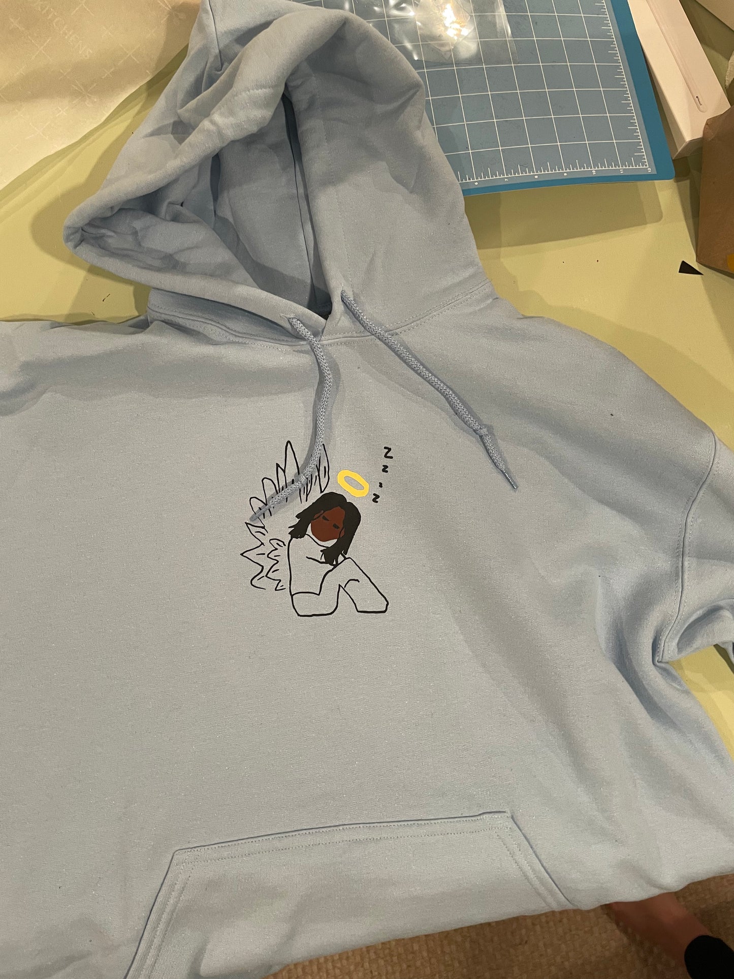 Light Blue Dreaming Angles Hoodie (No wings on back)