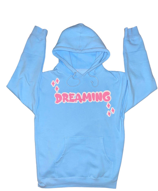 Light Blue Puff Print Dreaming Hoodie