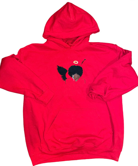 Curly Fro Angel Hoodie Red