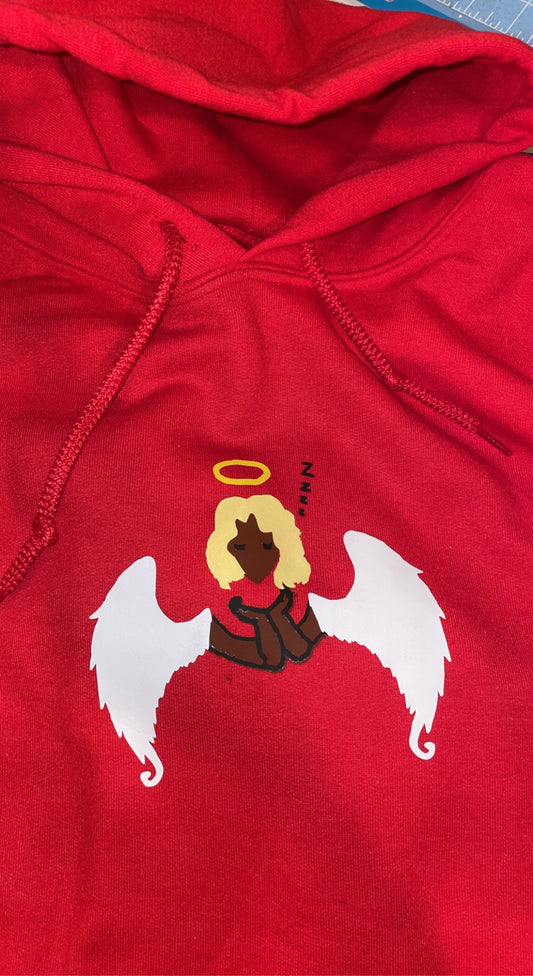 “Blonde dreaming Angels Hoodie Red”