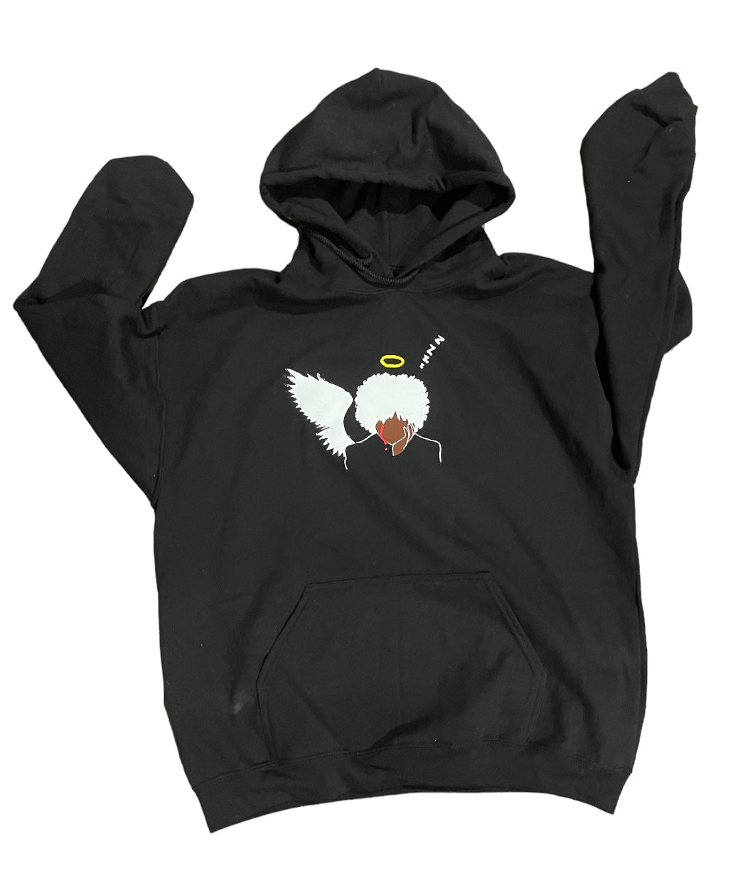 Curly Fro Angel Hoodie Black